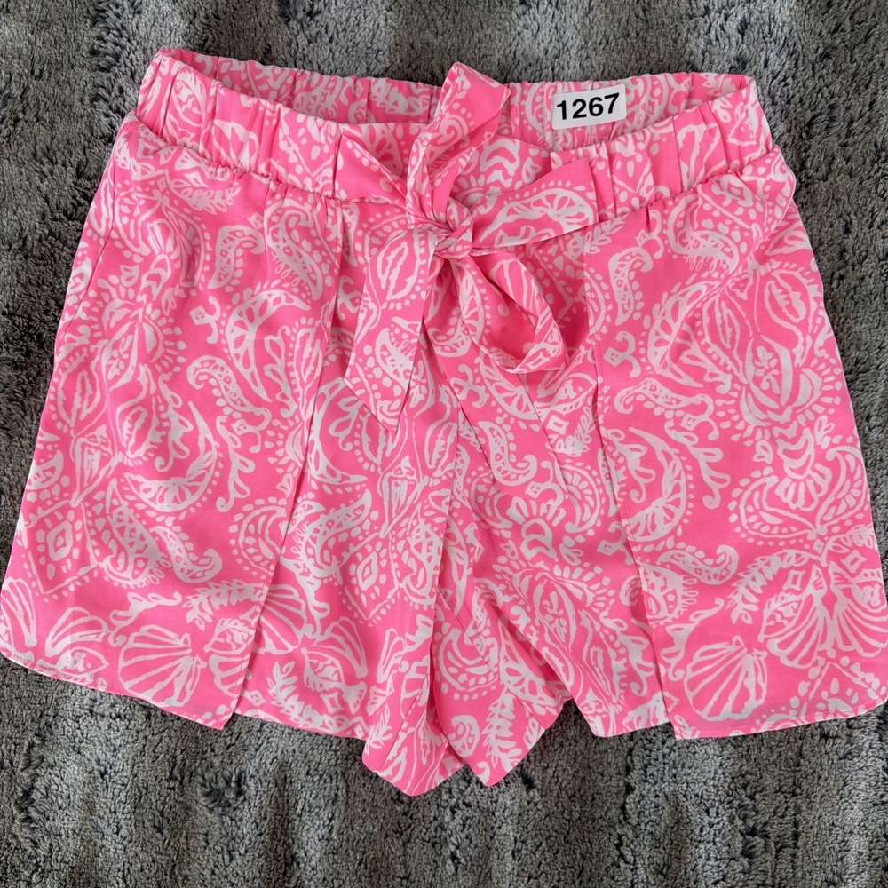 Lilly Pulitzer Mylee Tie Front Shorts Havana Pink Paisley Clawdia Print Size 2